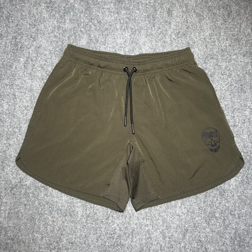 Gymreapers Shorts Men Medium Olive Green Athletic Skull 6" Inseam Running Gym